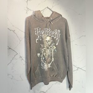 Skeleton Graphic Hoodie - Gray Rebirth